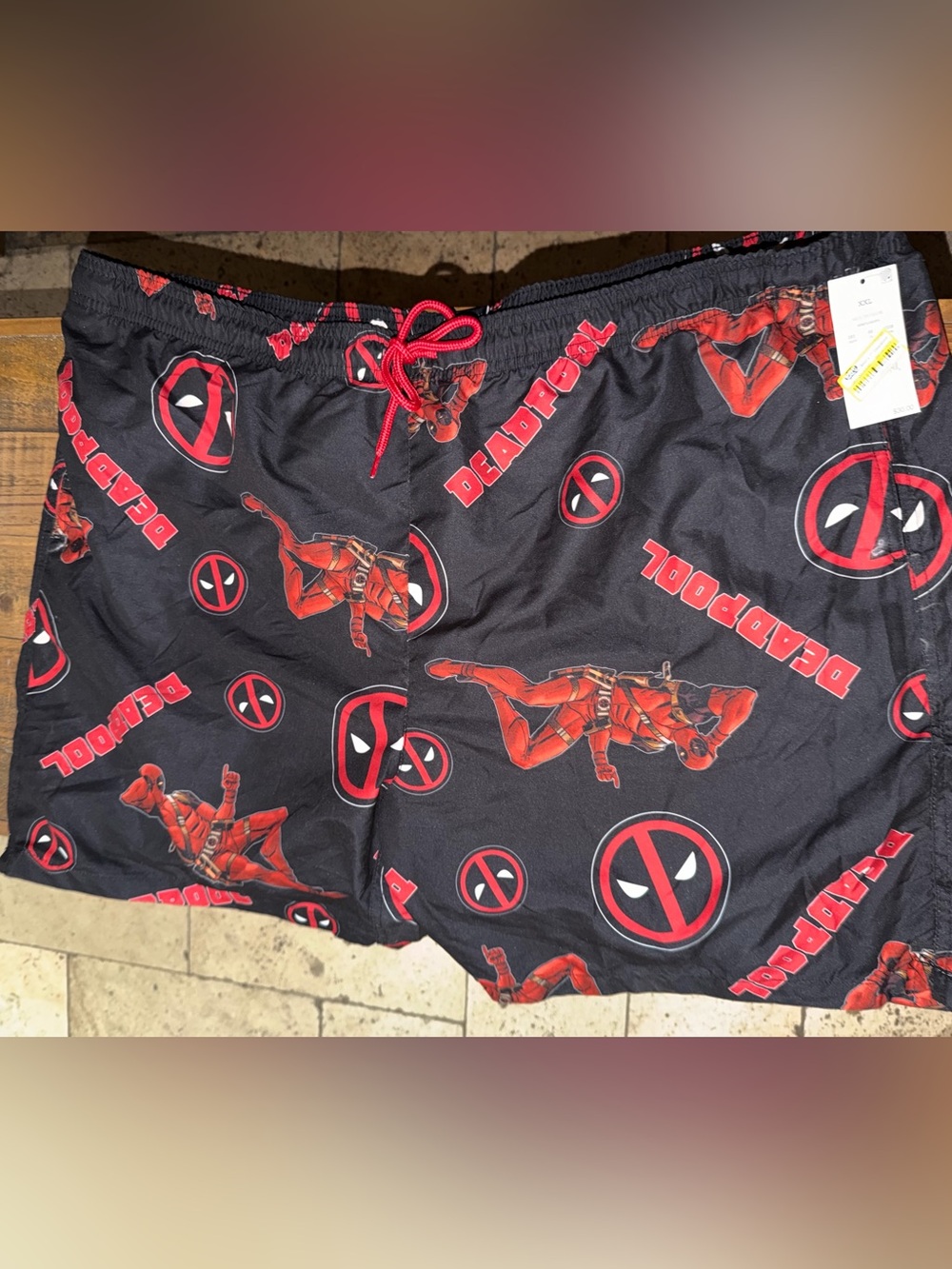Target Men’s Deadpool Black and Red Swim Trunks